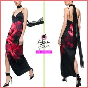 Alice + Olivia Monika Side Slit Floral Maxi Dress